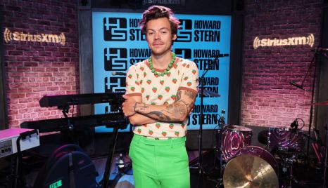 Harry Styles visits SiriusXM's 'The Howard Stern Show' on May 18, 2022 in New York City.