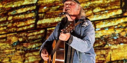 Neil Young performs during the Farm Aid Music Festival at the Ruoff Music Center on Sept. 23, 2023 in Noblesville, Ind.