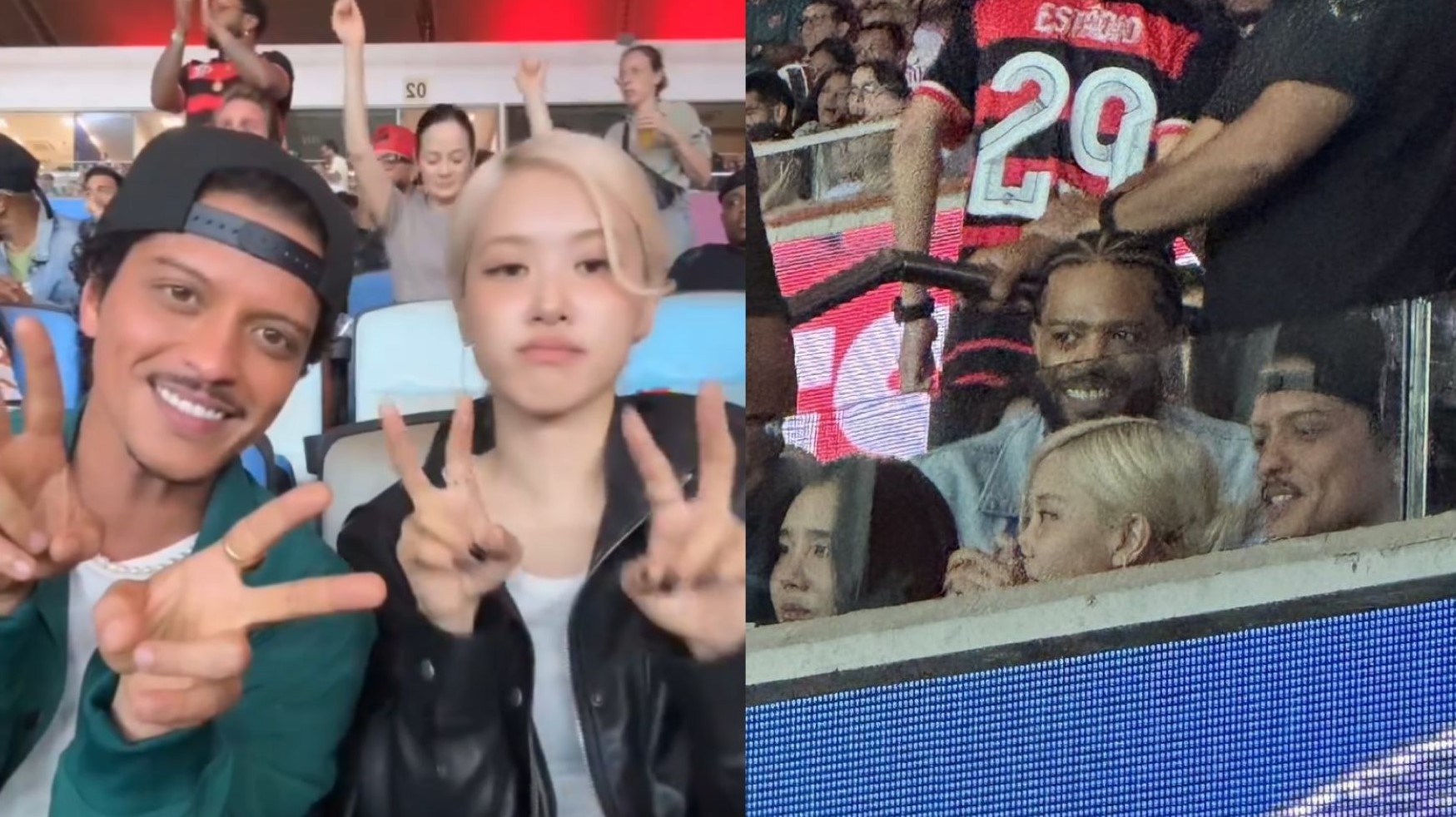 Bruno Mars, BlackPink Rosé Enjoying a soccer match in Brazil after the partnership announcement