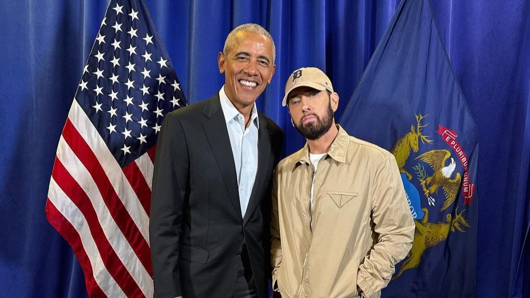 Former President Barack Obama rapped Eminem’s “Lose Yourself” at the Detroit Rally for Kamala Harris