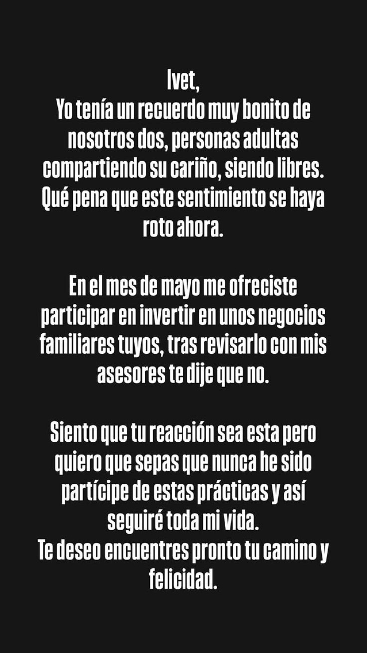 Alejandro Sanz's response to Ivet Playa