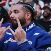 Drake attends a game between the Houston Rockets