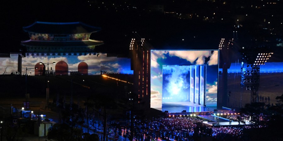 BTS performs at Gwanghwamun Square in Seoul on March 21,