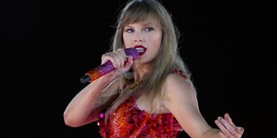 US singer Taylor Swift performs on stage during "The Eras