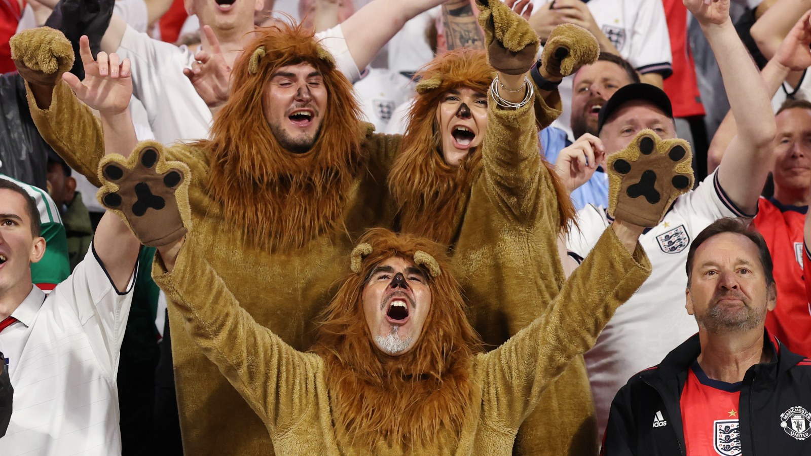 England supporters celebrating during the team’s 2026 World Cup run